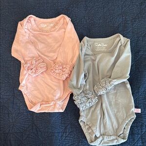 Ruffle Butts Pink and Gray Baby One Piece Set